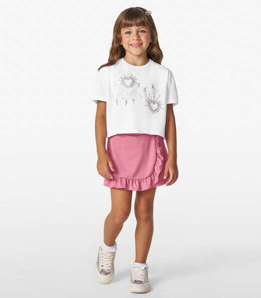 Conjunto Feminino Blusa com Shorts Saia Trick Nick Branco