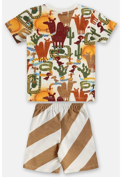 Conjunto Menino Camiseta e Bermuda Três e Já