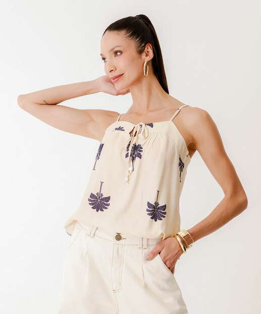 Image_Blusa Feminina Estampa Coqueiros Alças FInas Marisa