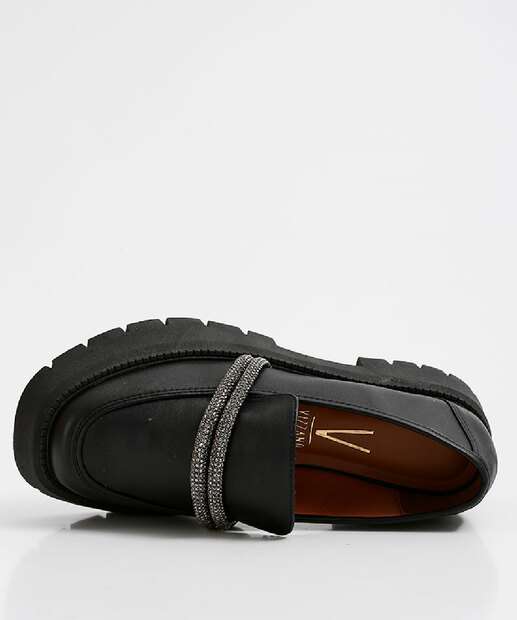 Mocassim Loafer Feminino Tratorado Strass Vizzano 