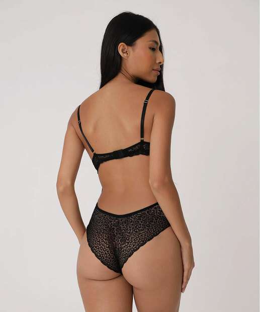 Body Feminino Tule Animal Print Com Bojo Marisa
