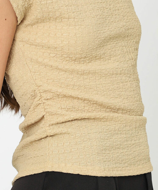 Blusa Feminina Muscle Textura Franzido Marisa Bege