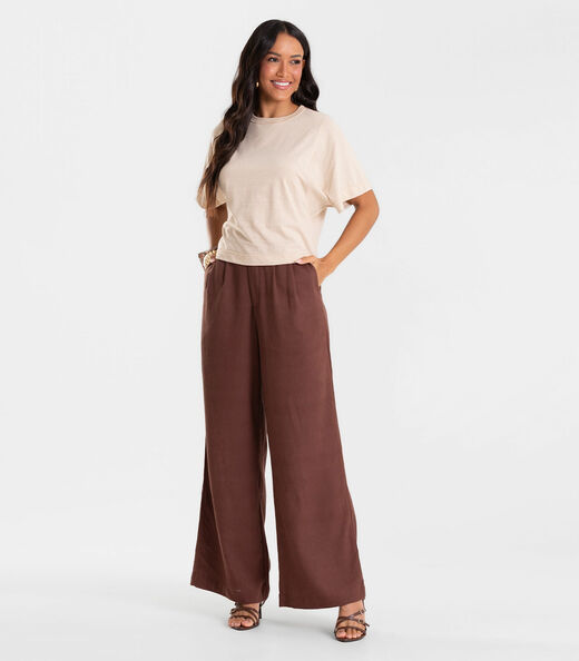 Blusa Feminina Meia Malha Linho Rovitex Marrom