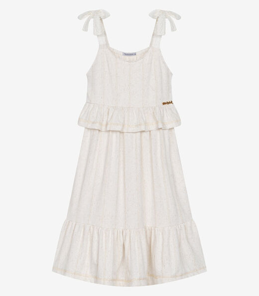 Vestido Infantil Viscolinho Lurex Trick Nick Bege