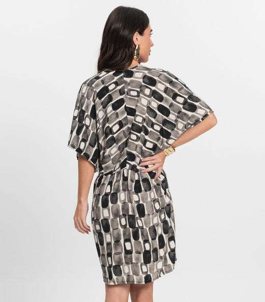 Vestido Curto Feminino Estampado Decote V Endless Preto