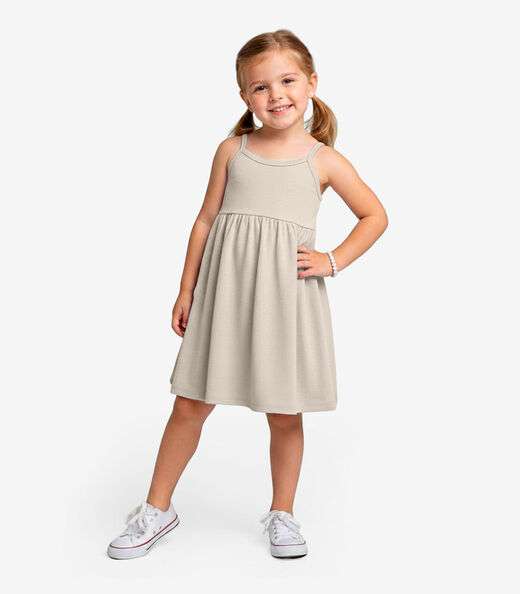 Vestido Feminino Infantil de Alças Select Bege
