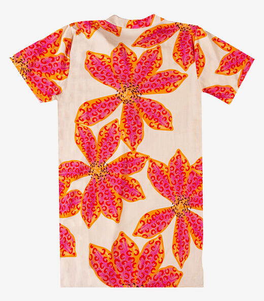 Vestido Curto Estampado Com Peitilho Infinita Cor Rosa