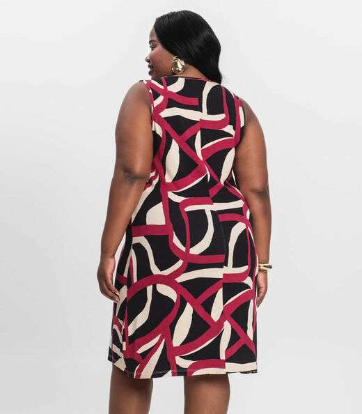 Vestido Plus Size Estampado Infinita Cor Vermelho