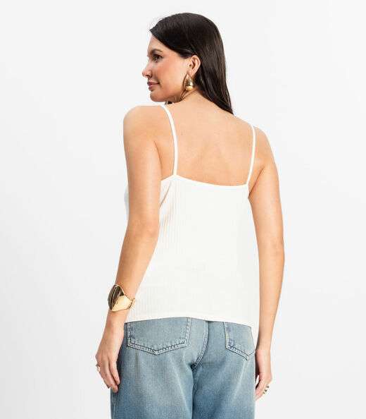 Blusa De Alça Feminina Ribana Canelada Rovitex Bege