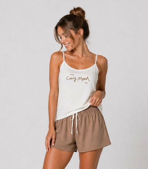 Image_Pijama Feminino Blusa De Alça E Short Infinita Cor Marrom