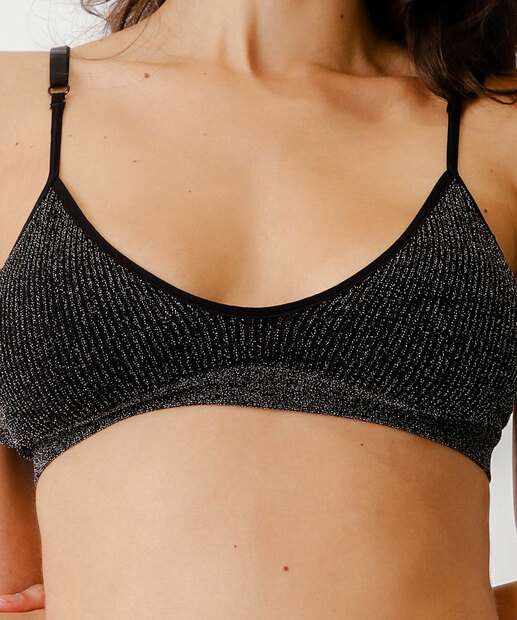 Sutiã Top Sem Costura Brilho Lurex Marisa Preto