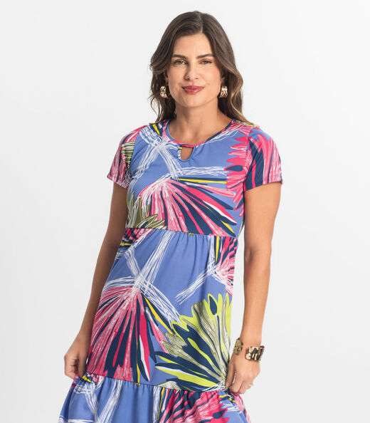 Vestido Midi Feminino Estampado Select Azul