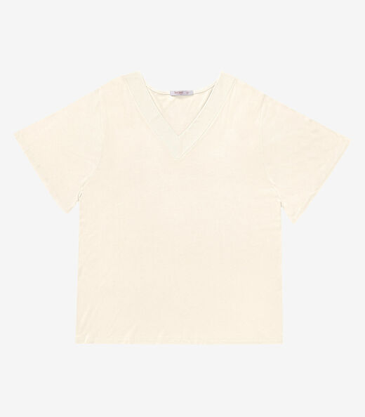 Blusa Visco Tricot Plus Size Secret Glam Bege