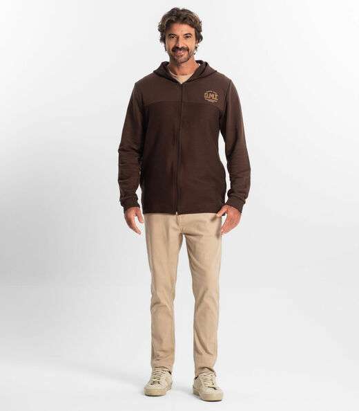 Jaqueta Masculina com Capuz Em Moletom Diametro Marrom