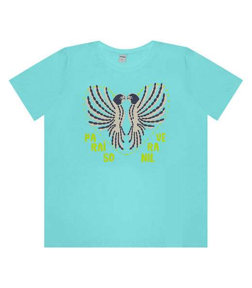 Blusa Manga Curta Feminina Rovitex Azul