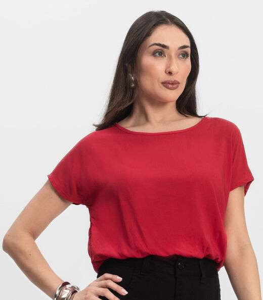 Blusa Feminina manga curta Infinita Cor Vermelho
