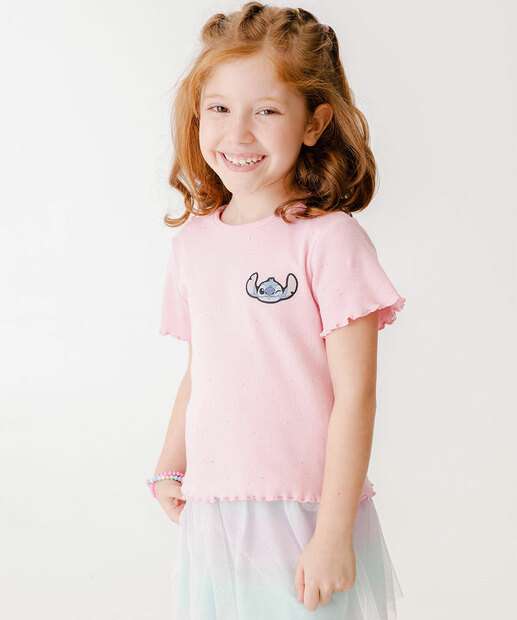 Blusa Infantil Canelada Stitch Disney Marisa Tam 4 a 10