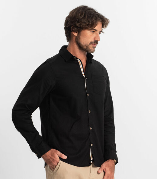 Camisa Masculina Manga Longa Diametro Preto