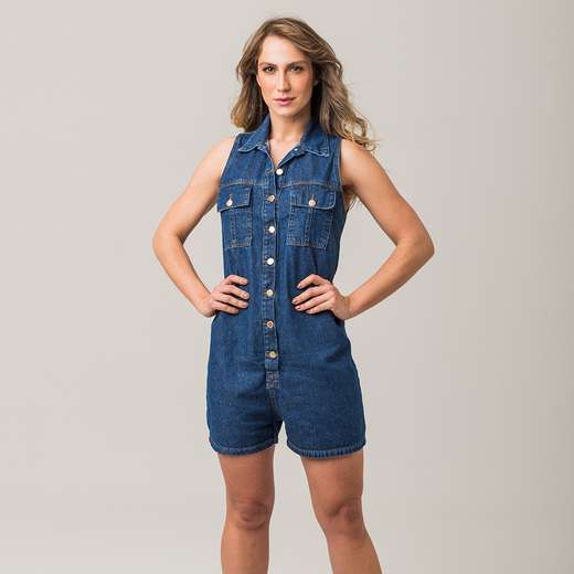 Macaquinho Jeans Feminino Zune