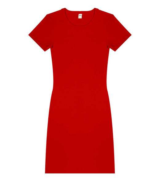 Vestido Acinturado Em Ribana Canelada Rovitex Vermelho