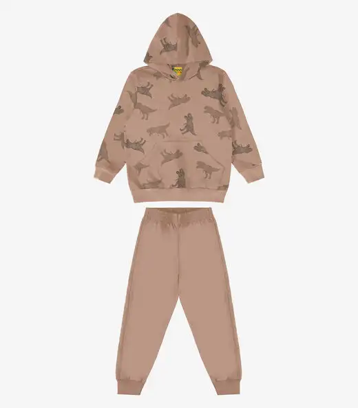 Image_Conjunto Blusão Com Capuz E Calça Rovi Kids Marrom