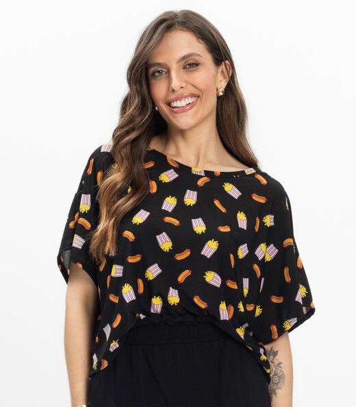 Blusa Feminina em Liganete Infinita Cor Preto
