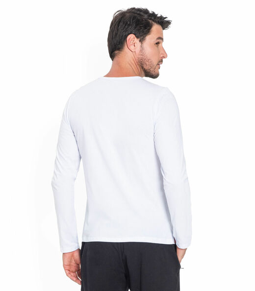 Camiseta Masculina Manga Longa de Caveira Rovitex Branco