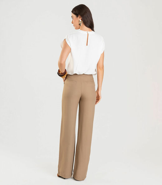Calça Wide Leg Feminina Dianna Marrom