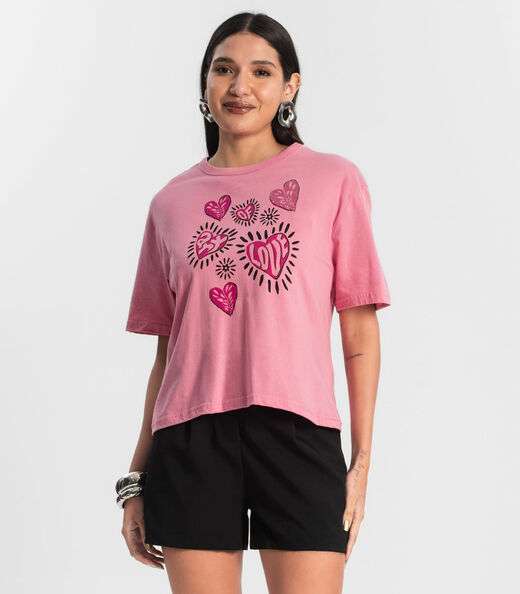 Image_Camiseta Feminina T- Shirt Meia Malha Rovitex Rosa