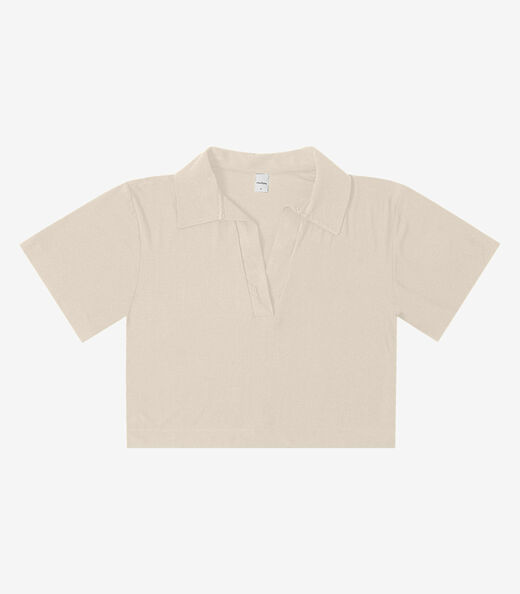 Blusa Feminina Manga Curta em Visco Rovitex Bege