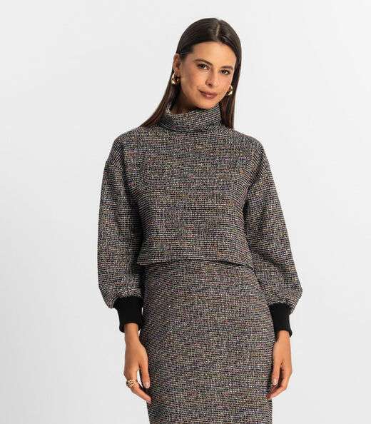 Blusão Cropped Feminino Rovitex Preto