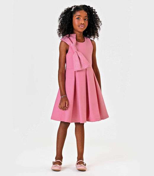 Vestido Ponto Roma Com Laço Trick Nick Rosa