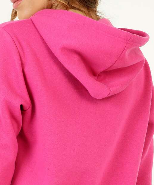 Casaco Feminino Fitness Moletom Flanelado Capuz Bolsos Marisa