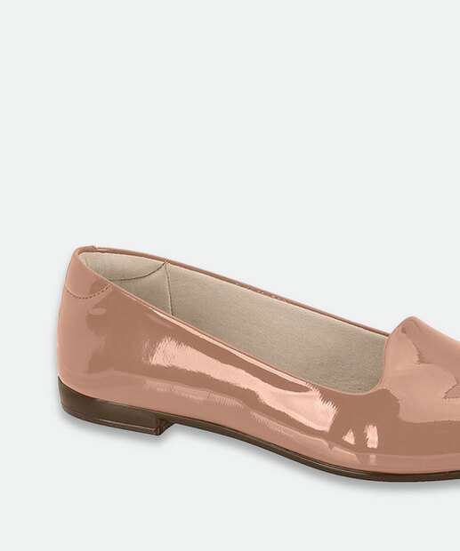 Sapatilha Feminina Bico Fino Verniz Beira Rio Bege