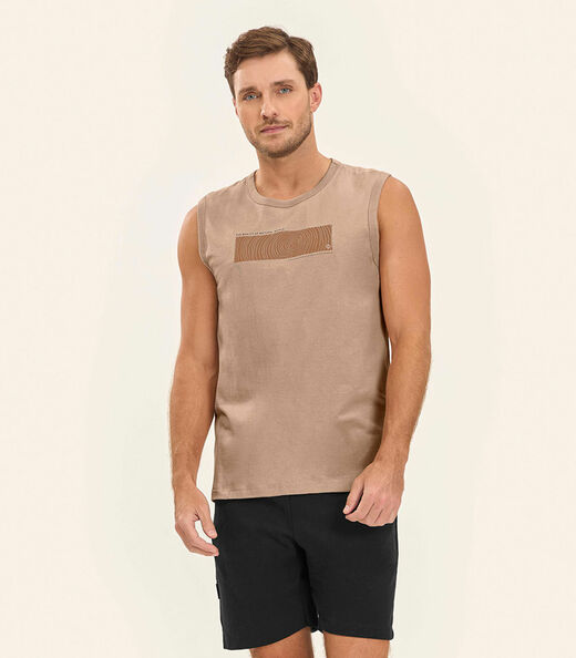 Regata Meia Malha Masculina Diametro Marrom