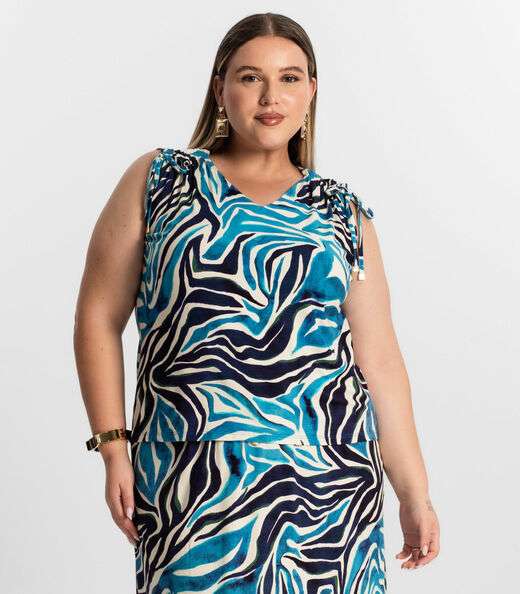 Regata Feminina Plus Size Secret Glam Azul