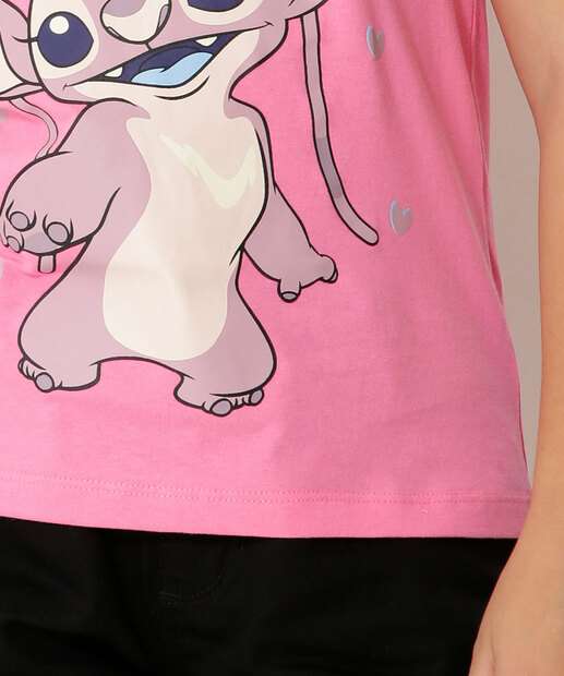 Camiseta Juvenil Manga Curta Angel Disney Tam 10 a 16