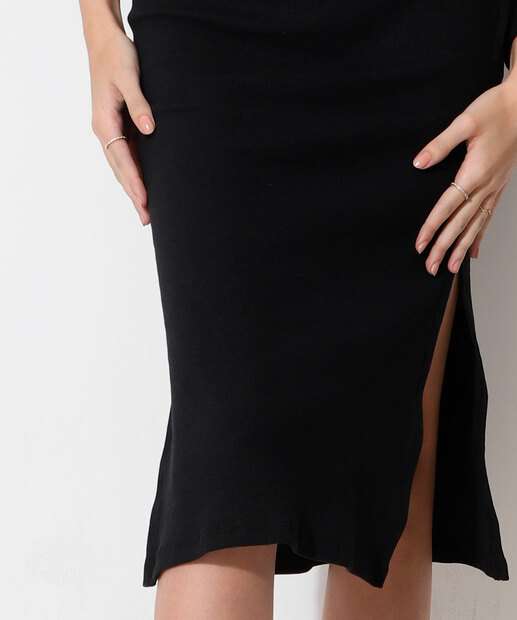 Vestido Feminino Cut Out Canelado Manga Longa Marisa