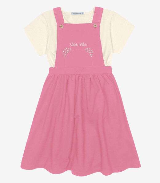 Conjunto Menina Blusa Com Salopete Trick Nick Rosa