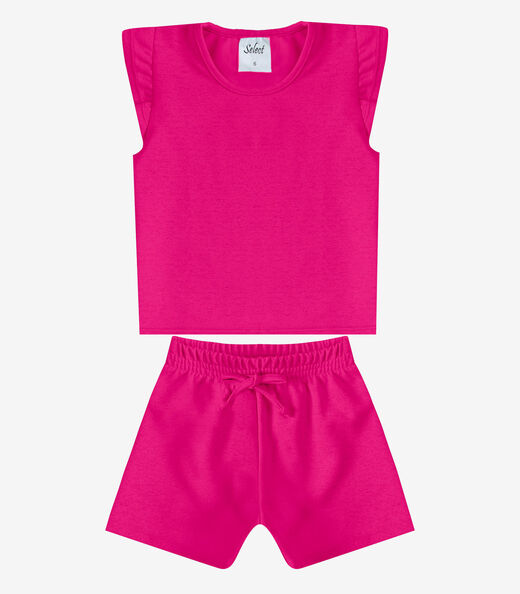 Conjunto Feminino Infantil Blusa E Short Select Rosa