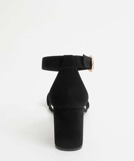 Sandália Feminina Salto Grosso Nobuck Bebecê Preto