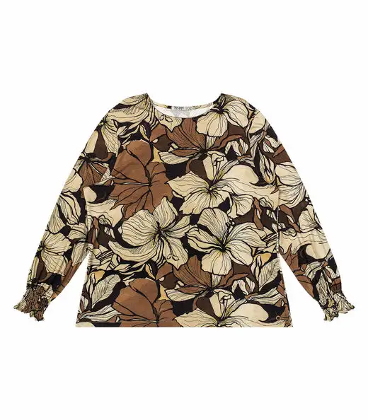 Blusa Plus Size Manga Longa Feminina Secret Glam Marrom