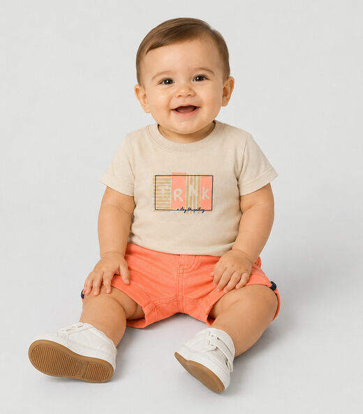 Image_Conjunto Infantil Camiseta Com Bermuda Trick Nick Bege