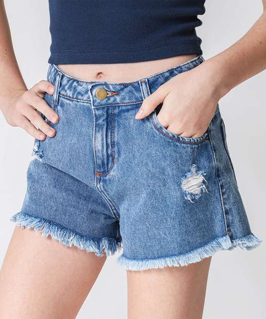 Short Juvenil Jeans Destroyed Marisa Tam 10 a 16
