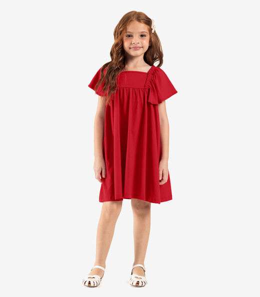 Vestido Infantil Meia Malha Rovi Kids Vermelho