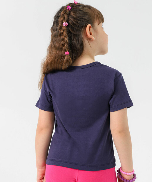 Blusa Infantil Manga Curta Estampada Marisa Tam 4 a 10 Azul