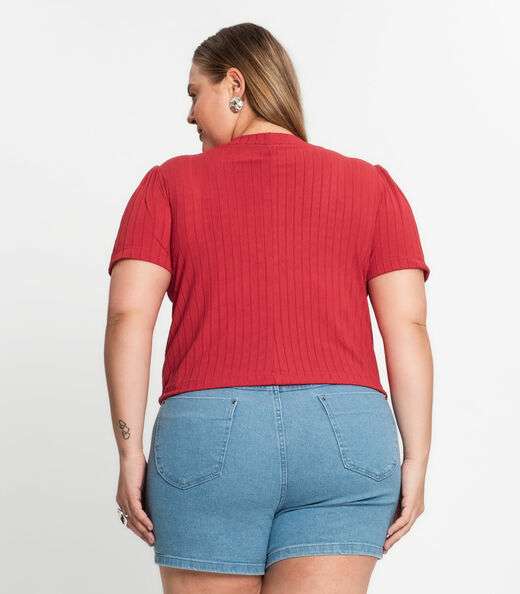 Blusa Canelada Plus Infinita Cor Vermelho