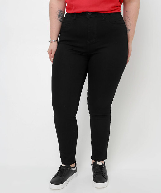 Calça Plus Size Feminina Sarja Skinny Sawary Preto