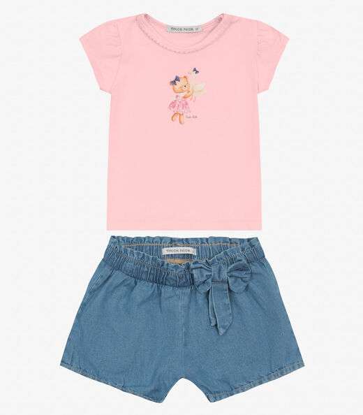 Image_Conjunto Infantil  Blusa com Shorts Trick Nick Rosa