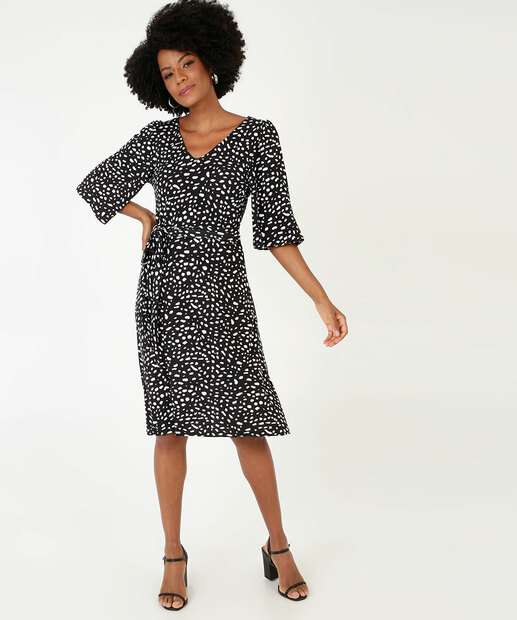 Vestido Feminino Estampado Manga 3/4 Marisa